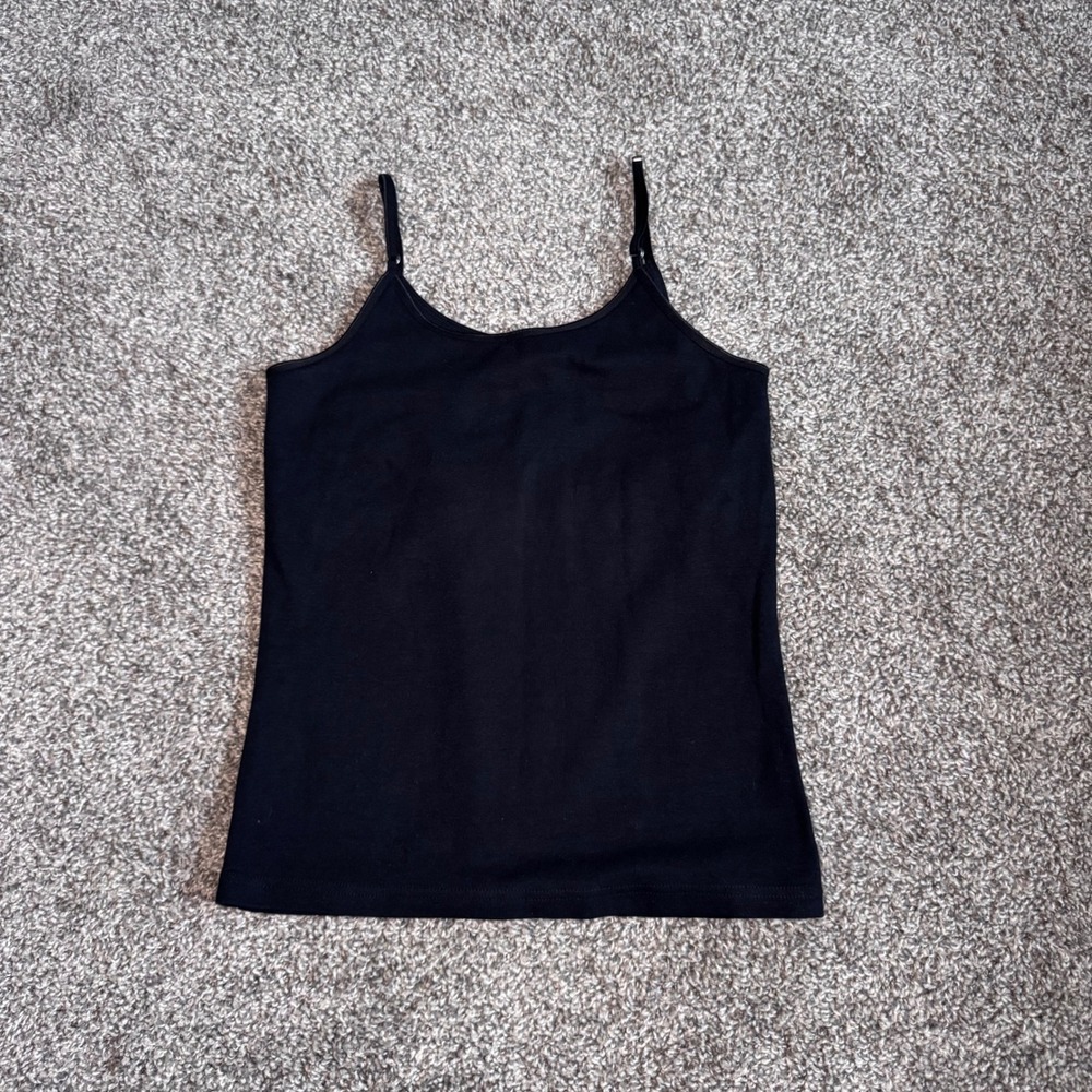 Gloria Vanderbilt Black Camisole with Shelf Bra Cotton Blend Women's Size Large